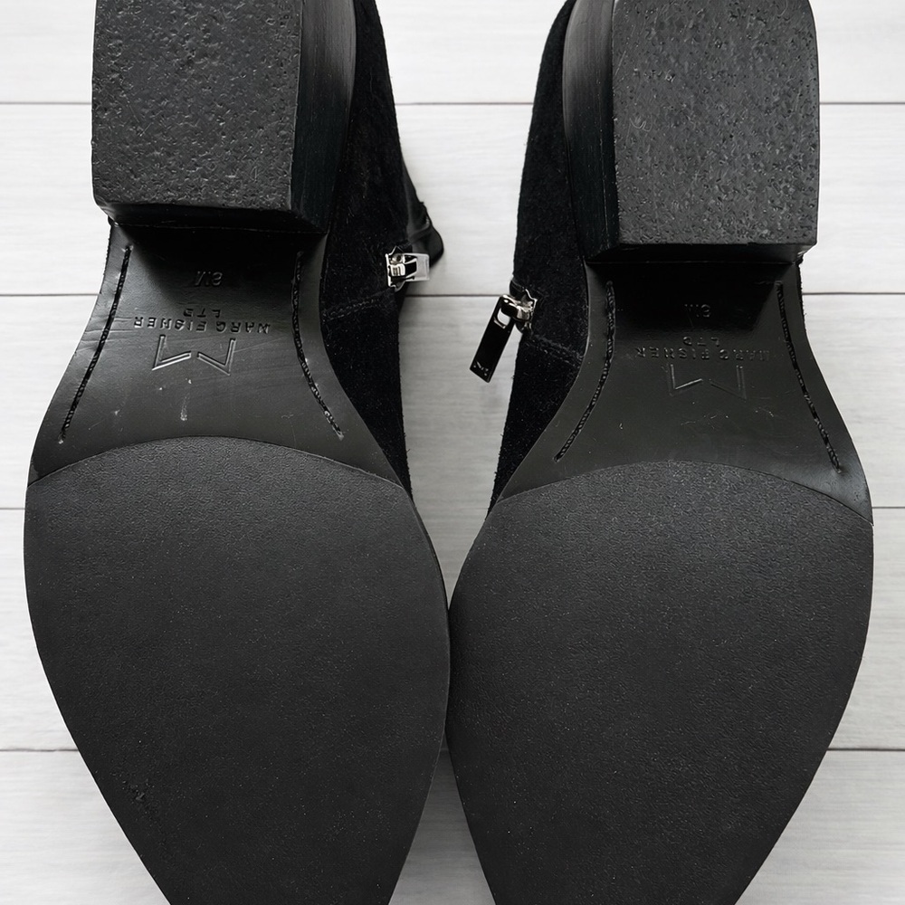 Marc Fisher LTD Black Suede Pointed Toe Booties 8M - Picture 6 of 7